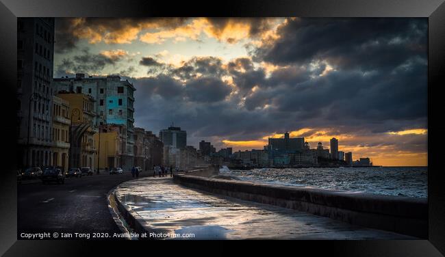 Malecon Sunset Framed Print by Iain Tong