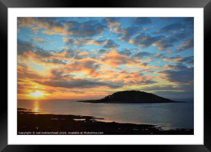 Cornish Sunrise And Looe Island. Framed Mounted Print by Neil Mottershead