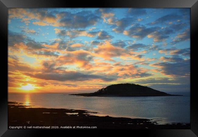 Cornish Sunrise And Looe Island. Framed Print by Neil Mottershead