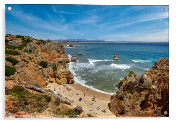Praia do Camilo Lagos Algarve Portugal Acrylic by Wight Landscapes