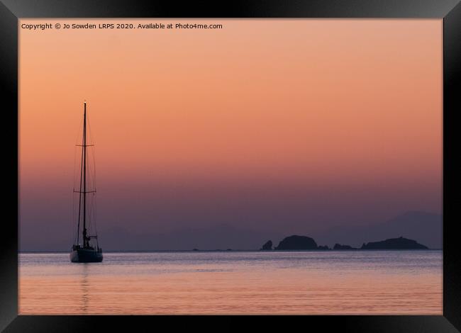Greek Sunset, Paros Framed Print by Jo Sowden