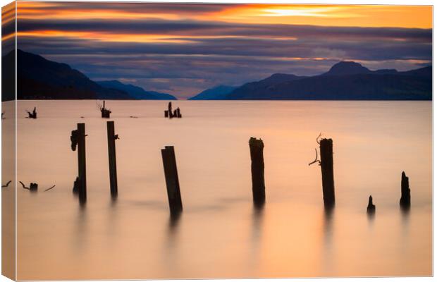 Golden Tranquility at Loch Ness Canvas Print by John Frid