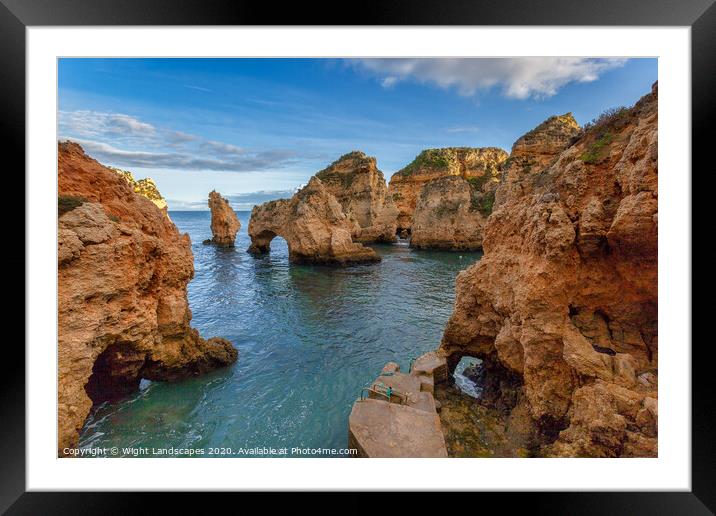 Grottos at Ponta Piedade Lagos Algarve Framed Mounted Print by Wight Landscapes