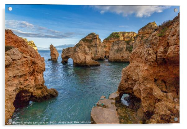 Grottos at Ponta Piedade Lagos Algarve Acrylic by Wight Landscapes