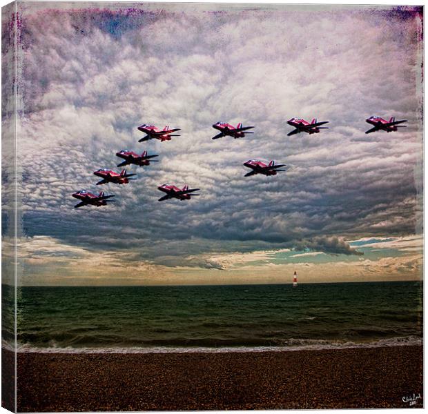 Red Arrows Return Home Canvas Print by Chris Lord