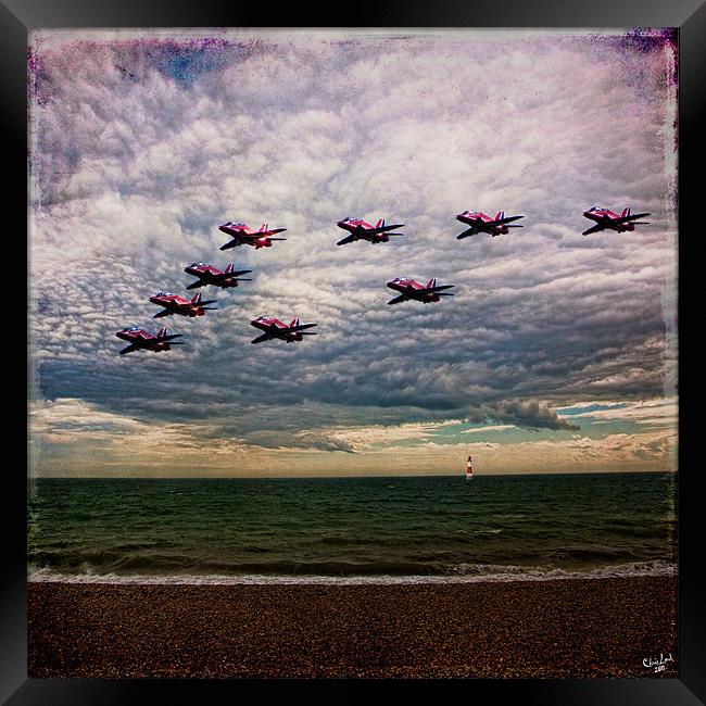 Red Arrows Return Home Framed Print by Chris Lord