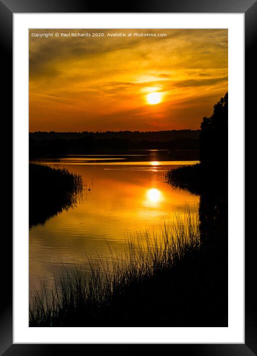Sunset over Chew Valley lake Framed Mounted Print by Paul Richards