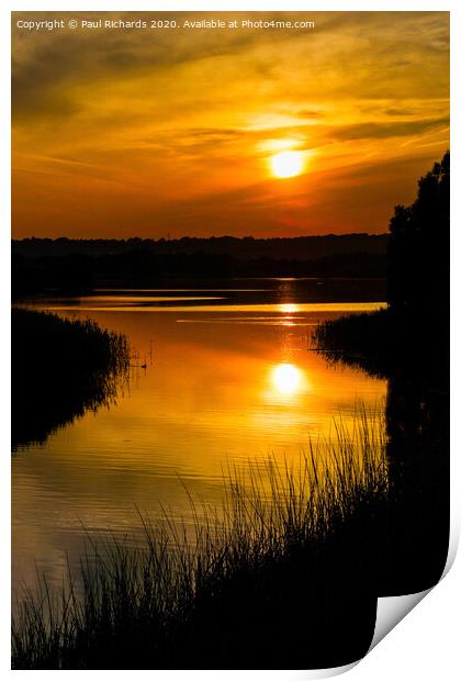Sunset over Chew Valley lake Print by Paul Richards