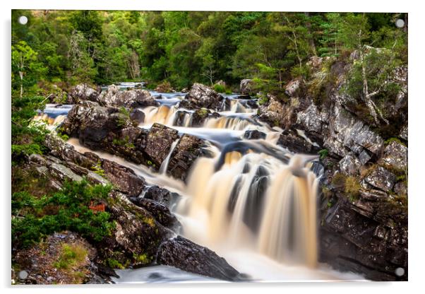 Rogie Falls Scotland Acrylic by John Frid