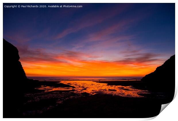 Sunset at Chapel Porth Print by Paul Richards