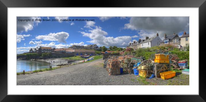 Craster Harbour in Northumberland. Panorama Framed Mounted Print by Philip Brown