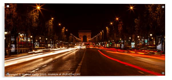Champs Elyéese at night. Acrylic by Michael Kemp