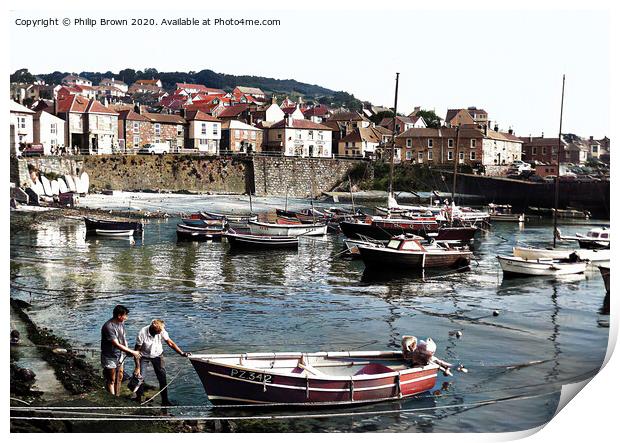 Mousehole in Cornwall 1980's Colorized  Print by Philip Brown