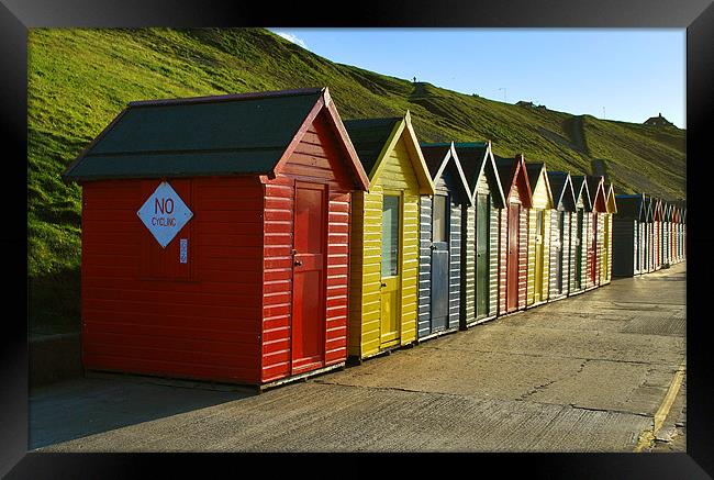 Whitby Beach Huts Framed Print by graham young