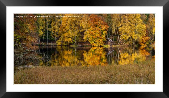 Autumn at the boathouse on Loch Dunmore Framed Mounted Print by George Robertson