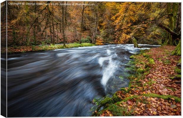 Autumn at Achray Water in the Trossachs Canvas Print by George Robertson
