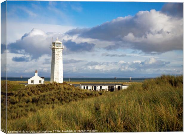 Lighthouse on Walney Island Canvas Print by Angela Cottingham
