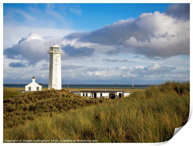 Lighthouse on Walney Island Print by Angela Cottingham