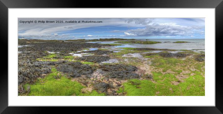 Coastal Colours near Bamburgh in Northumberland, Panorama Framed Mounted Print by Philip Brown