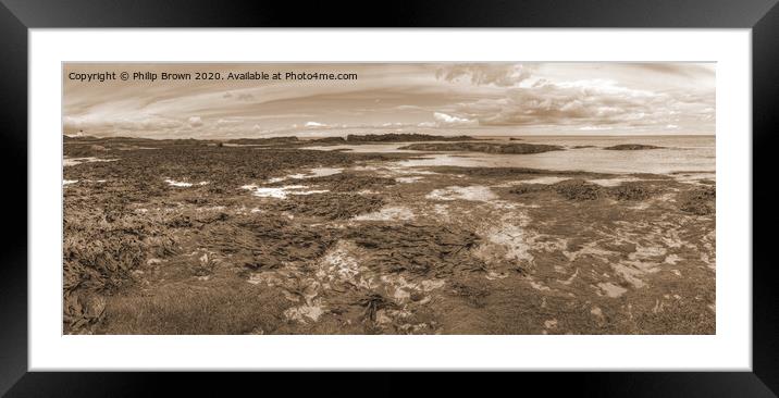 Coastal Colours near Bamburgh in Northumberland, Panorama Framed Mounted Print by Philip Brown