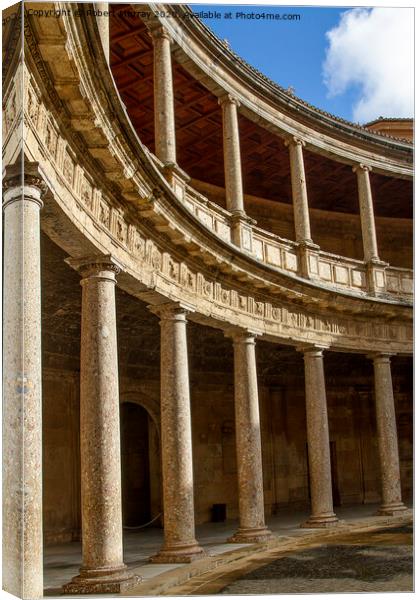 Carlos V Palace. Columns. The Alhambra. Canvas Print by Robert Murray