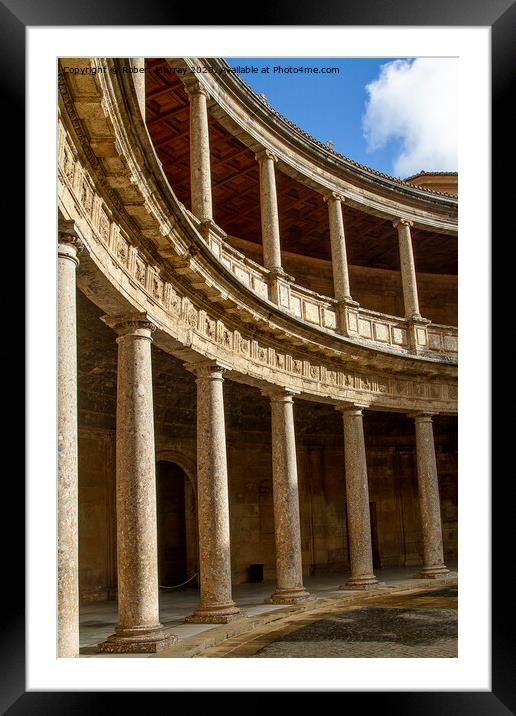 Carlos V Palace. Columns. The Alhambra. Framed Mounted Print by Robert Murray