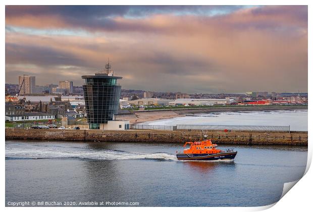 Aberdeen Lifeboat Leaves Port Print by Bill Buchan