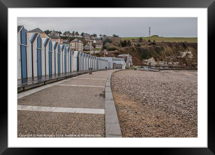 Yport France, beach Huts Normandy  Framed Mounted Print by Holly Burgess