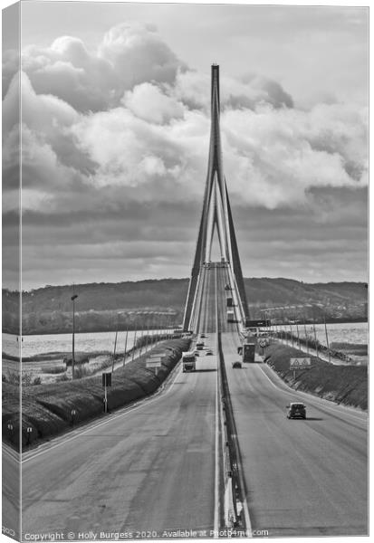 Viaduc De Millau Bridge, France Black and white  Canvas Print by Holly Burgess