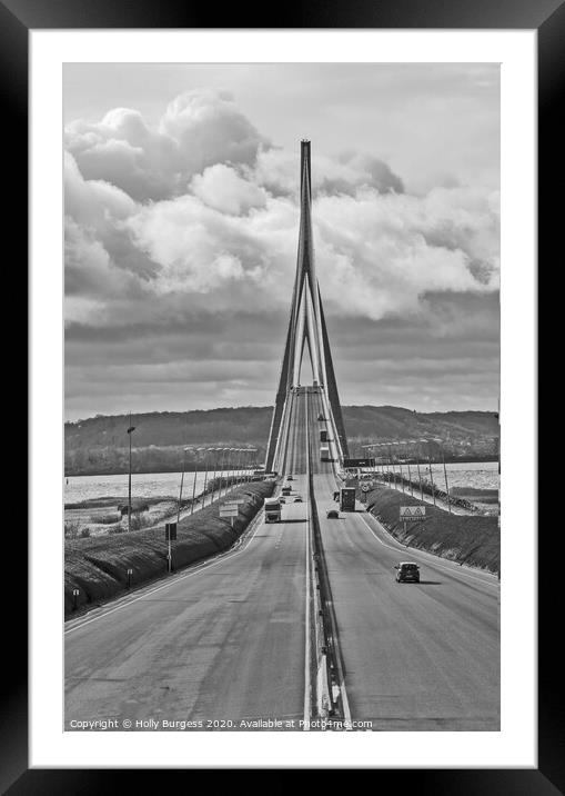 Viaduc De Millau Bridge, France Black and white  Framed Mounted Print by Holly Burgess