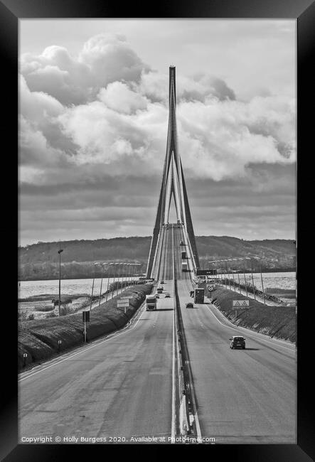 Viaduc De Millau Bridge, France Black and white  Framed Print by Holly Burgess