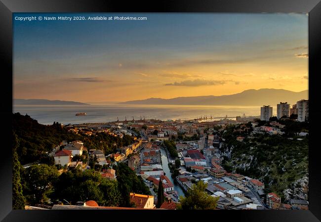 Sunset over Rijeka, Croatia  Framed Print by Navin Mistry