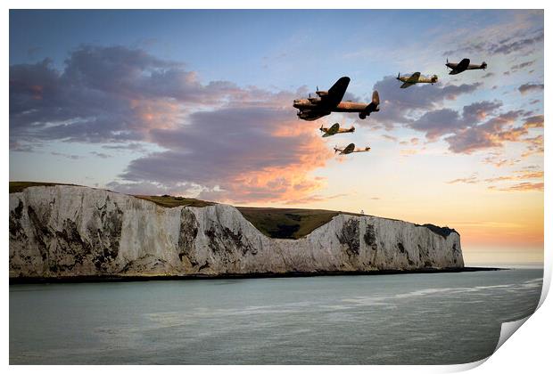 BBMF Over Dover Print by J Biggadike