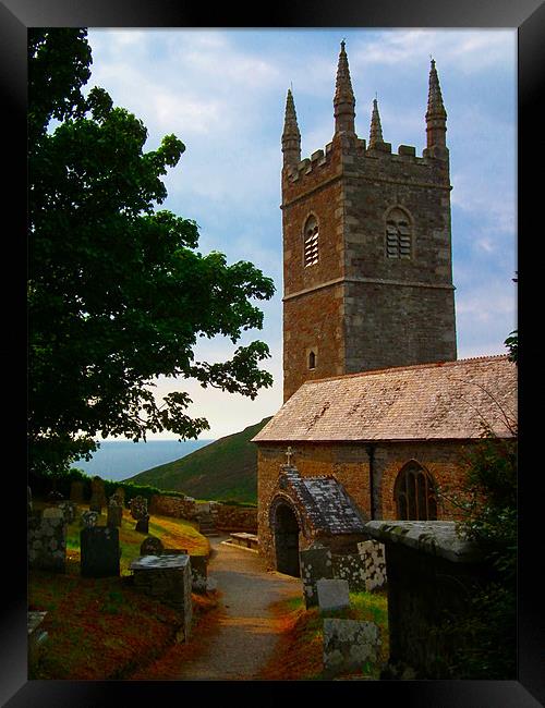 Morwenstow Church in Cornwall Framed Print by Jules Camfield