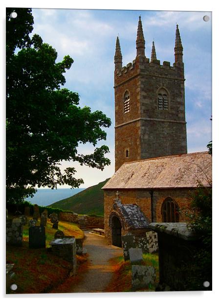 Morwenstow Church in Cornwall Acrylic by Jules Camfield