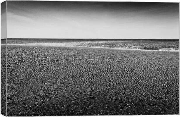 'Abstract in nature' The Thames Estuary at low tide, Shoeburyness, Essex, UK. Canvas Print by Peter Bolton