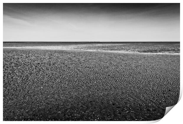 'Abstract in nature' The Thames Estuary at low tide, Shoeburyness, Essex, UK. Print by Peter Bolton