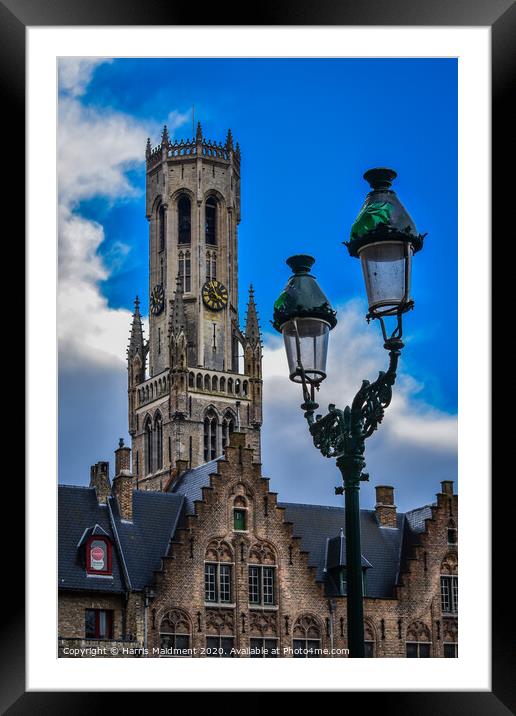 Bruges Clock Tower Framed Mounted Print by Harris Maidment