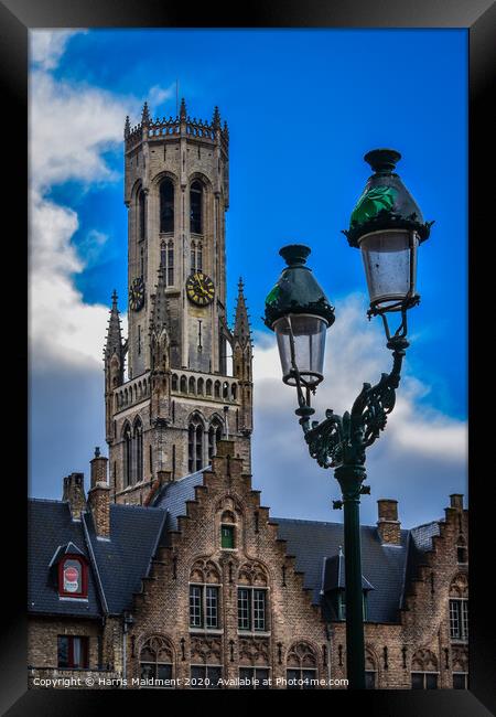 Bruges Clock Tower Framed Print by Harris Maidment