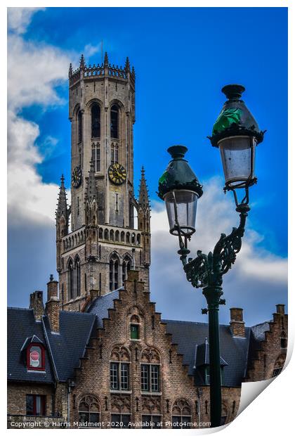 Bruges Clock Tower Print by Harris Maidment
