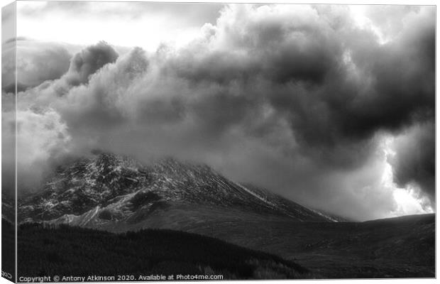 Ben Nevis in Black and White Canvas Print by Antony Atkinson