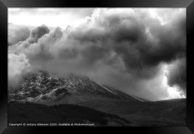 Ben Nevis in Black and White Framed Print by Antony Atkinson