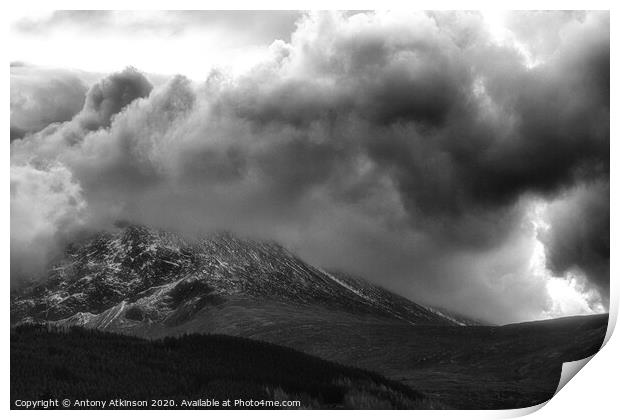Ben Nevis in Black and White Print by Antony Atkinson