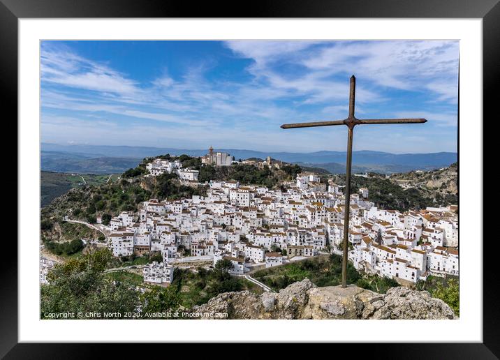 The white mountain village of Casares. Framed Mounted Print by Chris North