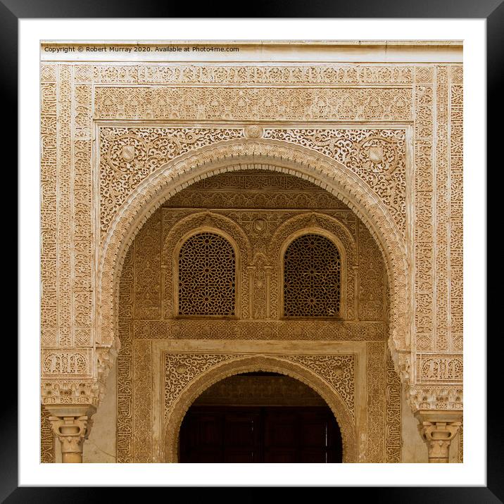 Patio del Cuarto Dorado - window detail, Alhambra, Spain. Framed Mounted Print by Robert Murray