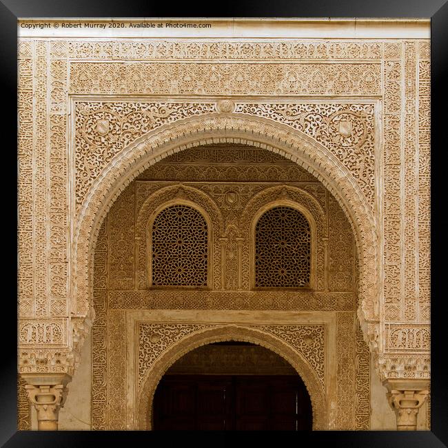 Patio del Cuarto Dorado - window detail, Alhambra, Spain. Framed Print by Robert Murray