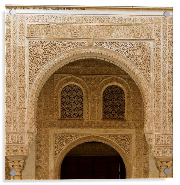 Patio del Cuarto Dorado - window detail, Alhambra, Spain. Acrylic by Robert Murray