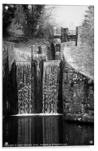 Pontnewyyd locks Monmouth brecon canal Acrylic by keith hannant