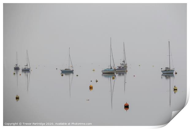 Grey Day Boats Print by Trevor Partridge
