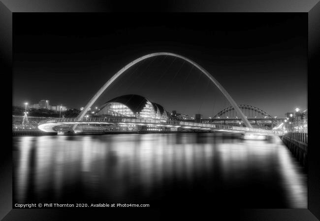 Gateshead Millennium Bridge No.2. B&W. Framed Print by Phill Thornton